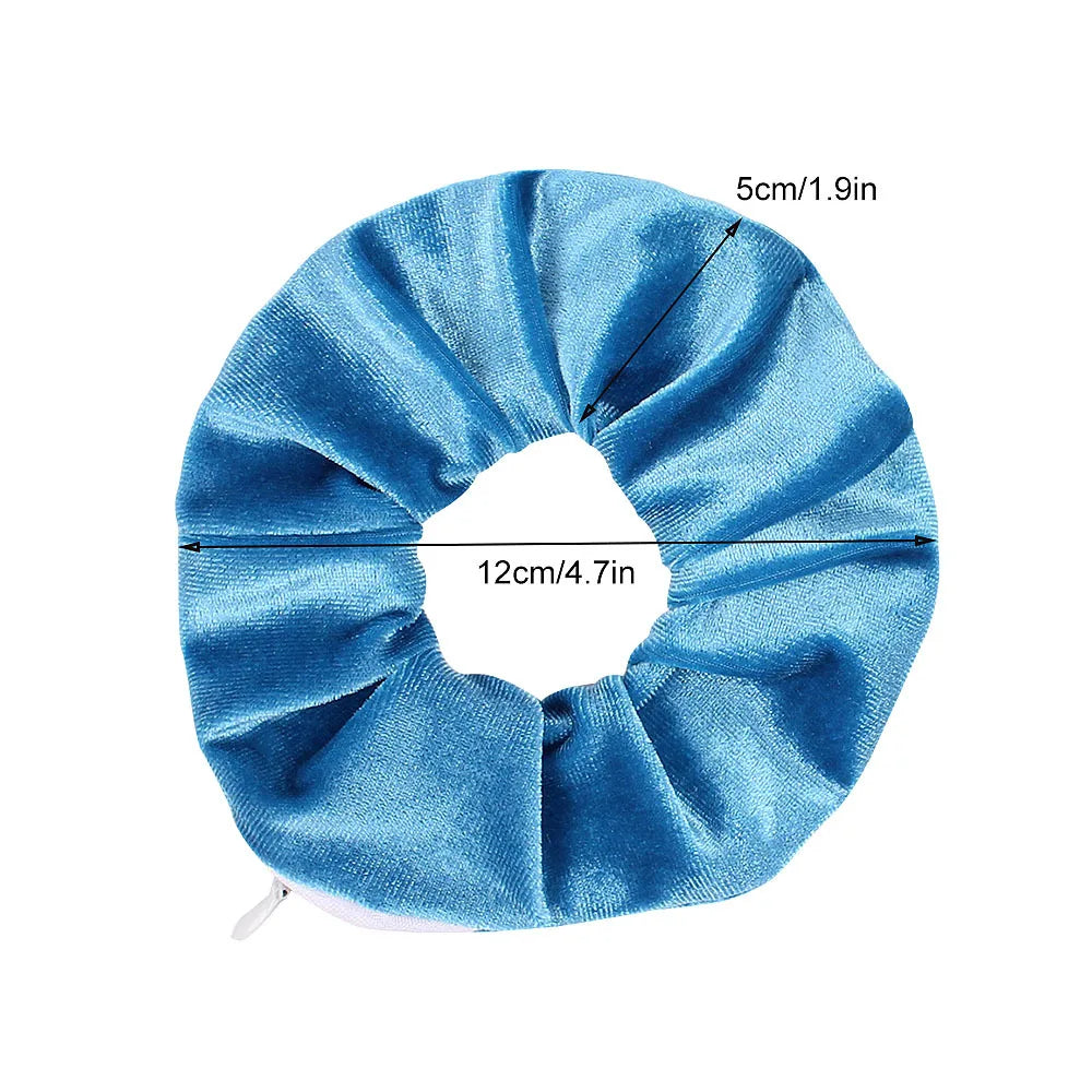 Portable Hidden Safe Hair Tie Storage Case – Secret Scrunchie with Zipper for Cash, Key & Jewelry (Travel/Outdoor)