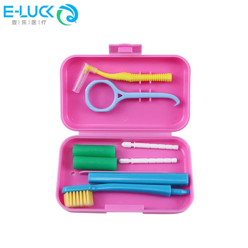Portable Dental Cleaning Kit - Travel Oral Care Set with Toothbrush, Interdental Brush & Tongue Scraper