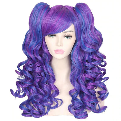 HAIRJOY Women's Long Curly Synthetic Cosplay Wig with 2 Ponytails – Halloween & Party Wig