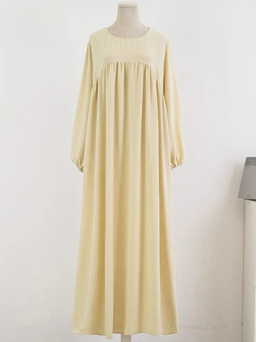 Muslim Women's Luxury Abaya Dress - Solid Color Modest Dubai-Style Kaftan for Ramadan & Special Occasions