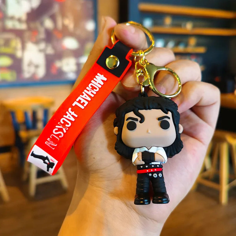 Michael Jackson Music Idol Keychain - Miniature Doll Pendant Key Ring Accessory