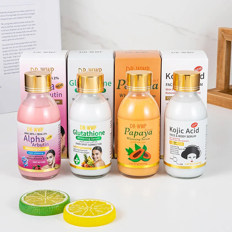 125ml Brightening Facial Essence – Arbutin, Turmeric & Vitamin C Hydrating Serum with AHA, Papaya, Glutathione & Kojic Acid