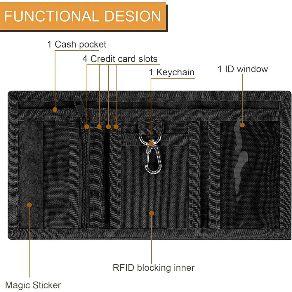 Kids RFID Trifold Canvas Wallet for Boys — Outdoor Sports Wallet, Perfect Birthday & Festival Gift