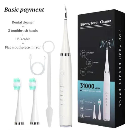 Electric Toothbrush with Sonic Cleaning – 3-in-1 Tartar Removal, Teeth Whitening, USB Charging, Replaceable Brush Head