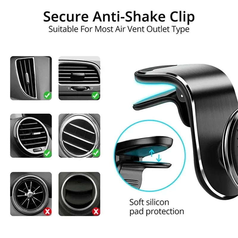 Universal Magnetic Car Phone Holder - Air Vent Mount with 360° Rotation GPS Support for iPhone & Android Phones