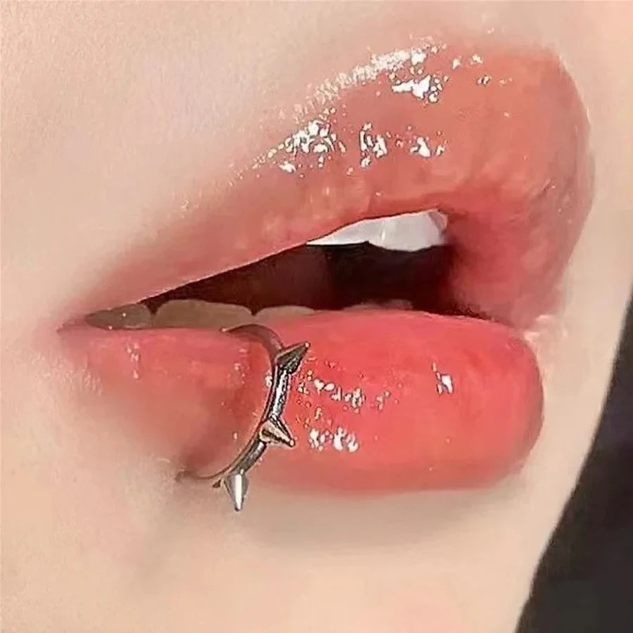 2PCS Trendy 10mm Stainless Steel Punk Clip-On Fake Piercing – Unisex Nose & Lip Rings, Tusk Body Jewelry for Men & Women