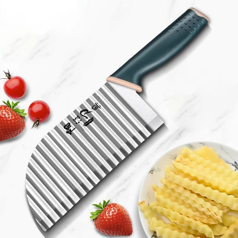 Women's Stainless Steel Kitchen Knife – Professional Chef Potato Chips Cutter for Barbecue and Cooking Utensils