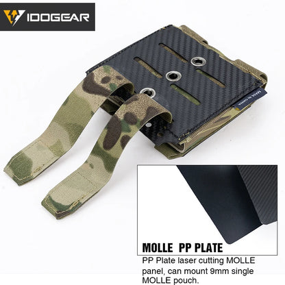 IDOGEAR Tactical Mag Pouch 9mm – Double Carbon Fiber MOLLE Carrier, Camo 3590