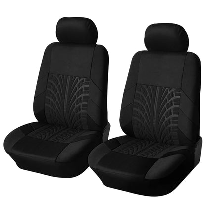 Tire Track Pattern Universal Car Seat Covers – Cloth Automotive Interior Protectors for Car, SUV & Van with Airbag Compatible Design