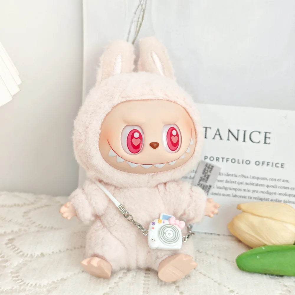 Cartoon Camera Phone Bag for Labubu Crybaby — 10-15cm Cotton EXO Plush Doll Accessories