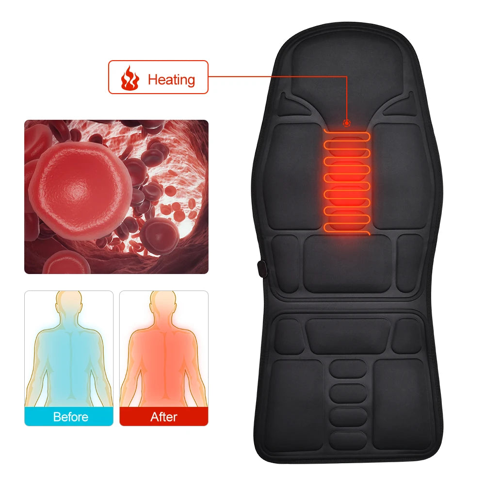 Electric Full-Body Massage Chair Cushion | Infrared Heating Vibrator for Back, Neck & Lumbar – Car, Home, Office