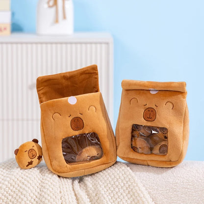 Cartoon Capybara Plush Snack Bag – Adorable Stuffed Capibara Doll Toy Creative Pudding Bag Kawaii Gift for Kids