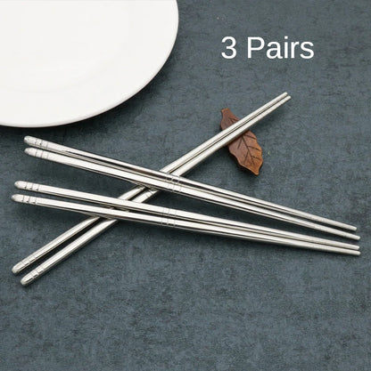 2–5 Pairs 304 Stainless Steel Chopsticks – Non-Slip Metal Sushi Sticks for Korean, Japanese & Chinese Food