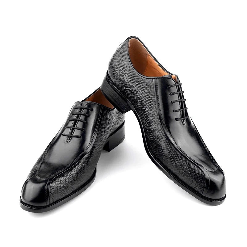 Men’s Genuine Leather Oxford Shoes - Handmade Lace-Up Formal Wedding and Party Dress Shoes
