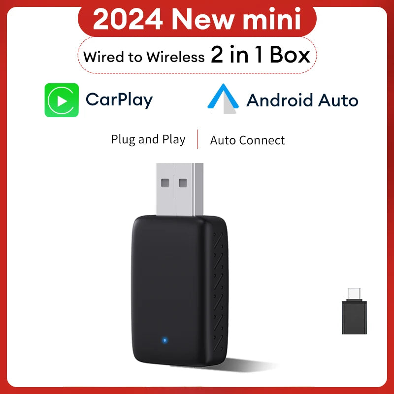 XUDA 2-in-1 Wireless CarPlay & Android Auto Adapter – Smart Plug & Play Dongle for Volvo, Benz, Cadillac, Jeep, Lexus, Buick, VW