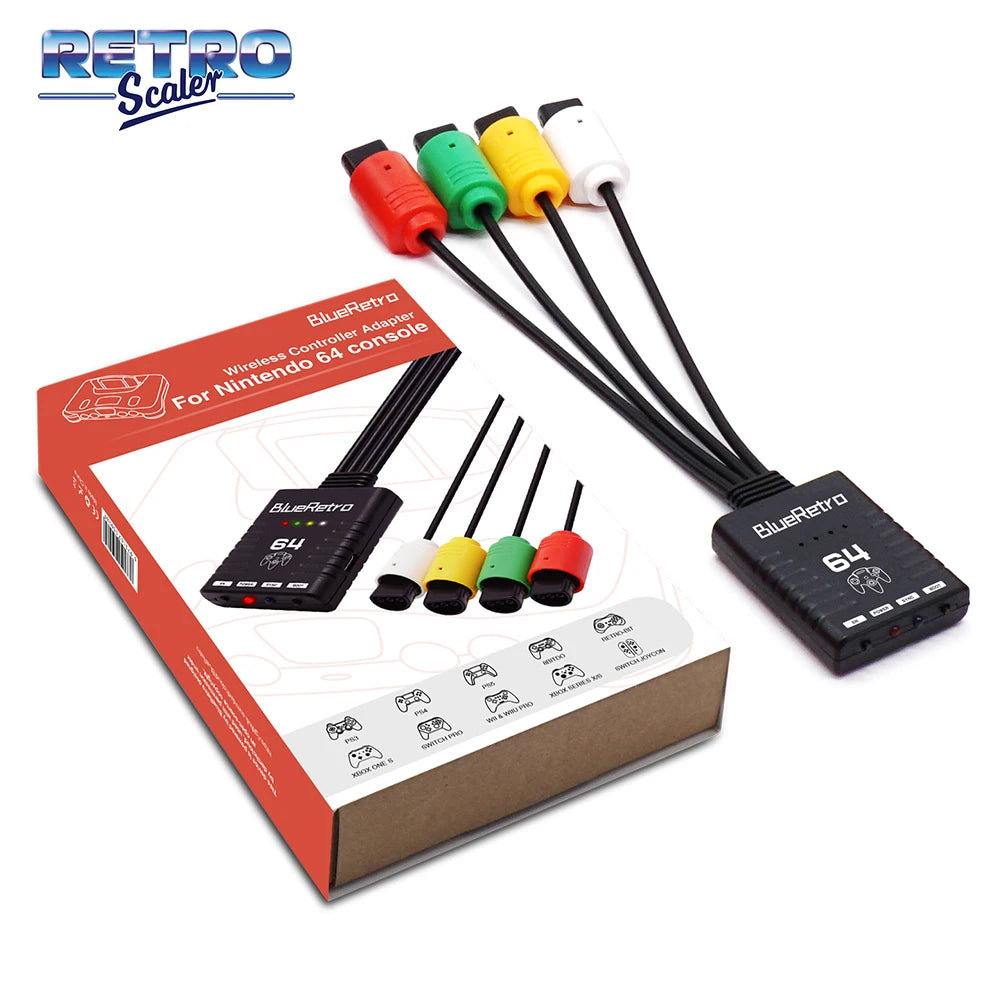 RetroScaler BlueRetro Wireless Adapter – Supports Up to 4 Controllers for Nintendo 64 N64