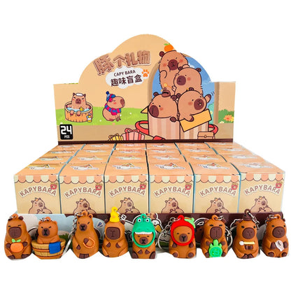 24pcs Capybara Blind Box Keychain — Cute Snot Bear Mystery Figures for Bags, Backpacks & Decorations