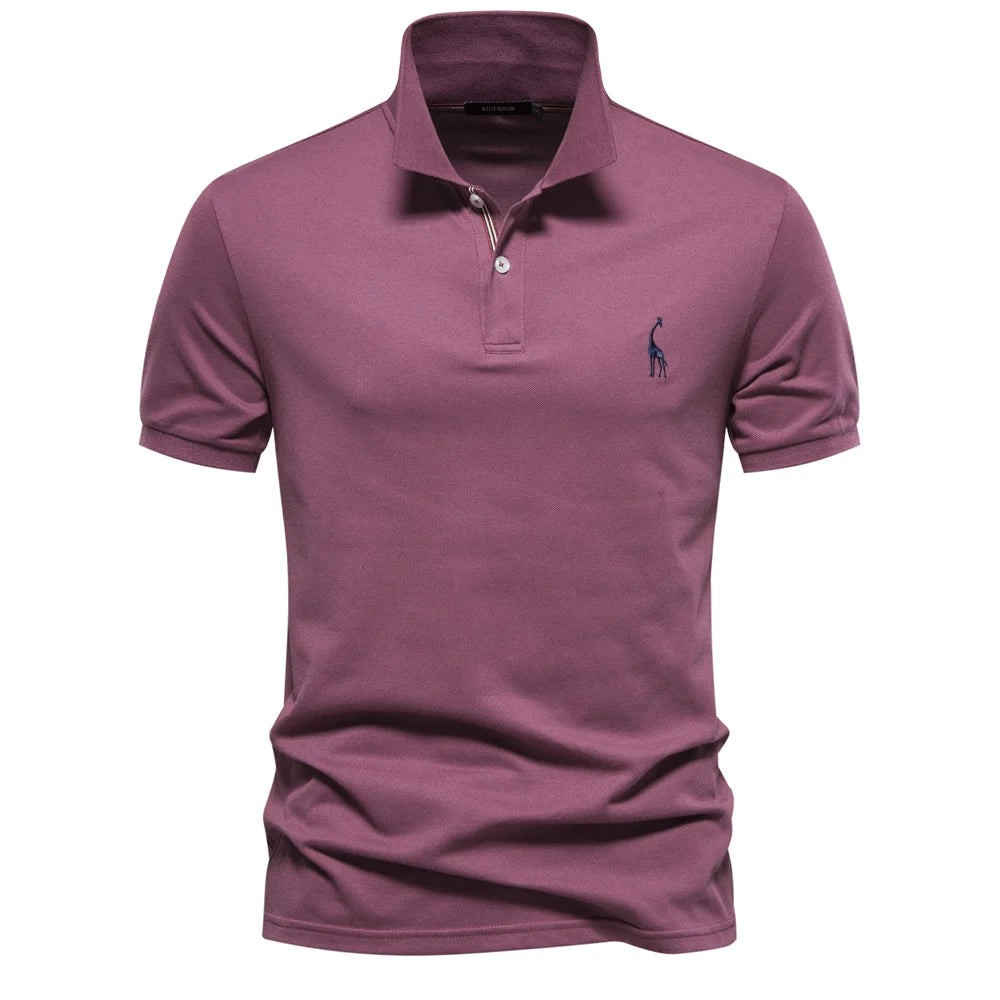 AIOPESON Men's Cotton Polo Shirt - Short Sleeve Solid Color Summer Casual Polo Top