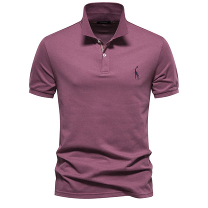 AIOPESON Men's Cotton Polo Shirt - Short Sleeve Solid Color Summer Casual Polo Top