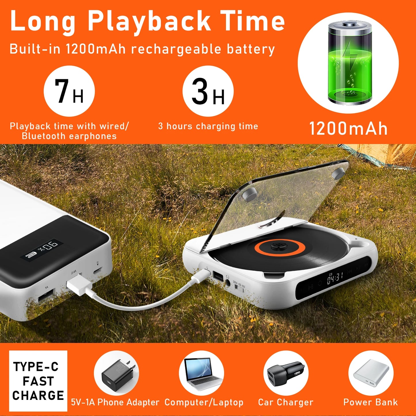 KC918 CD Player, Portable Bluetooth Speaker with LED Screen, Stereo, IR Remote, Wall Mountable & FM Radio
