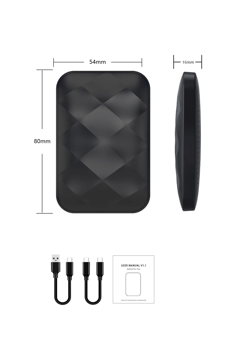 Acodo 2025 Android 14 3-in-1 CarPlay AI Box Wireless Adapter for Android Auto, YouTube & Netflix – Universal Plug and Play TV Box