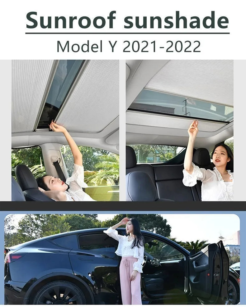 Magnetic Sunshade for Tesla Model Y 2022–2024 – Front & Rear Glass Roof Skylight Sunroof Accessory