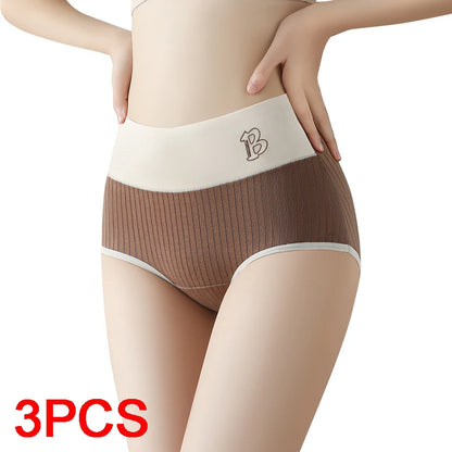 Women's Cotton Briefs - High-Waisted Belly Control Sports Panties Set for Women
