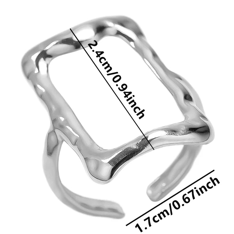 Stainless Steel Chunky Open Ring — Textured Vintage Lava Design for Men & Women