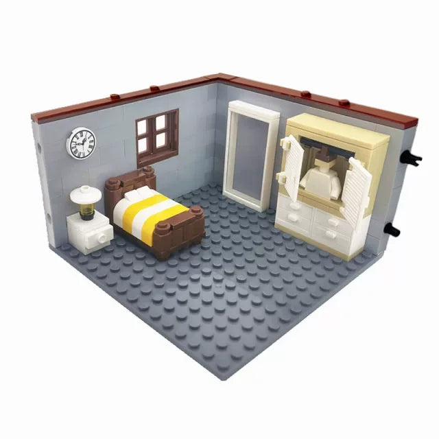 City House Building Blocks Set - DIY MOC Bricks with Bedroom & Living Room Furniture for Kids' Creative Play