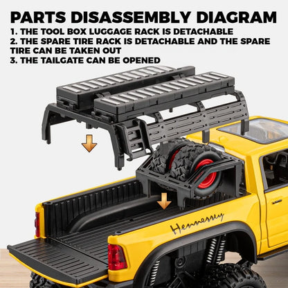 1:24 Dodge Mammoth RAM 1000 TRX 6x6 Diecast Model Car – Metal Alloy Toy with Lights for Kids & Collectors Gift