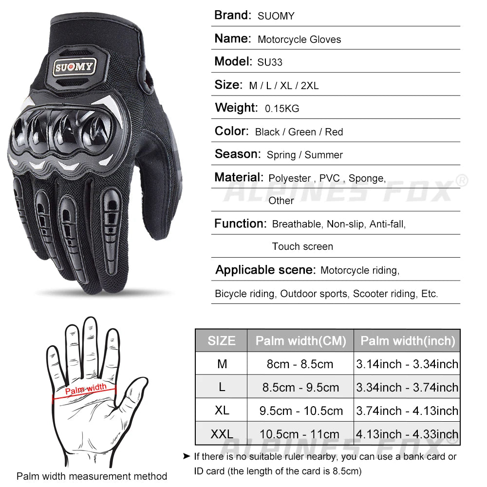 Suomy Motorcycle Gloves – Breathable Moto Gloves with Touch Screen for Racing, Riding, and Cycling – Summer Sports Protective Gear for Honda