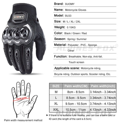 Suomy Motorcycle Gloves – Breathable Moto Gloves with Touch Screen for Racing, Riding, and Cycling – Summer Sports Protective Gear for Honda