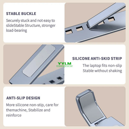 YYLM N8 Aluminum Laptop Stand - Adjustable Foldable Portable Notebook Holder with Cooling Support for MacBook & Laptops