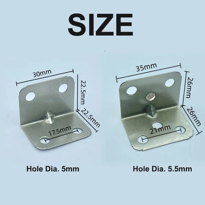 # 90 Degree Stainless Steel Corner Brackets - L-Shaped Braces for Wood Cabinets, Furniture & Shelves