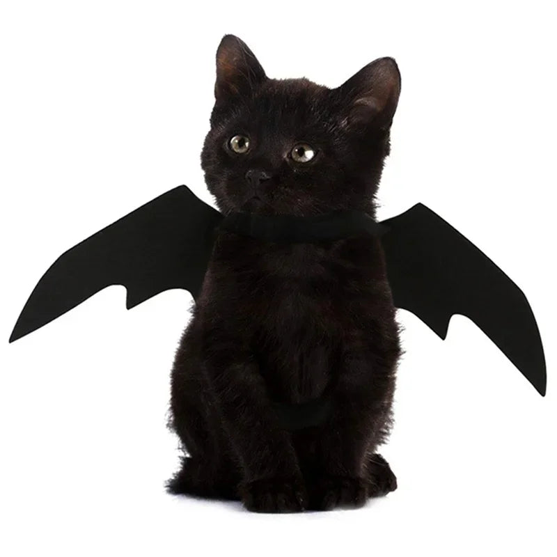 Halloween Cute Pet Clothes - Black Bat Wings Harness Costume for Cats and Dogs, Perfect for Halloween Party
