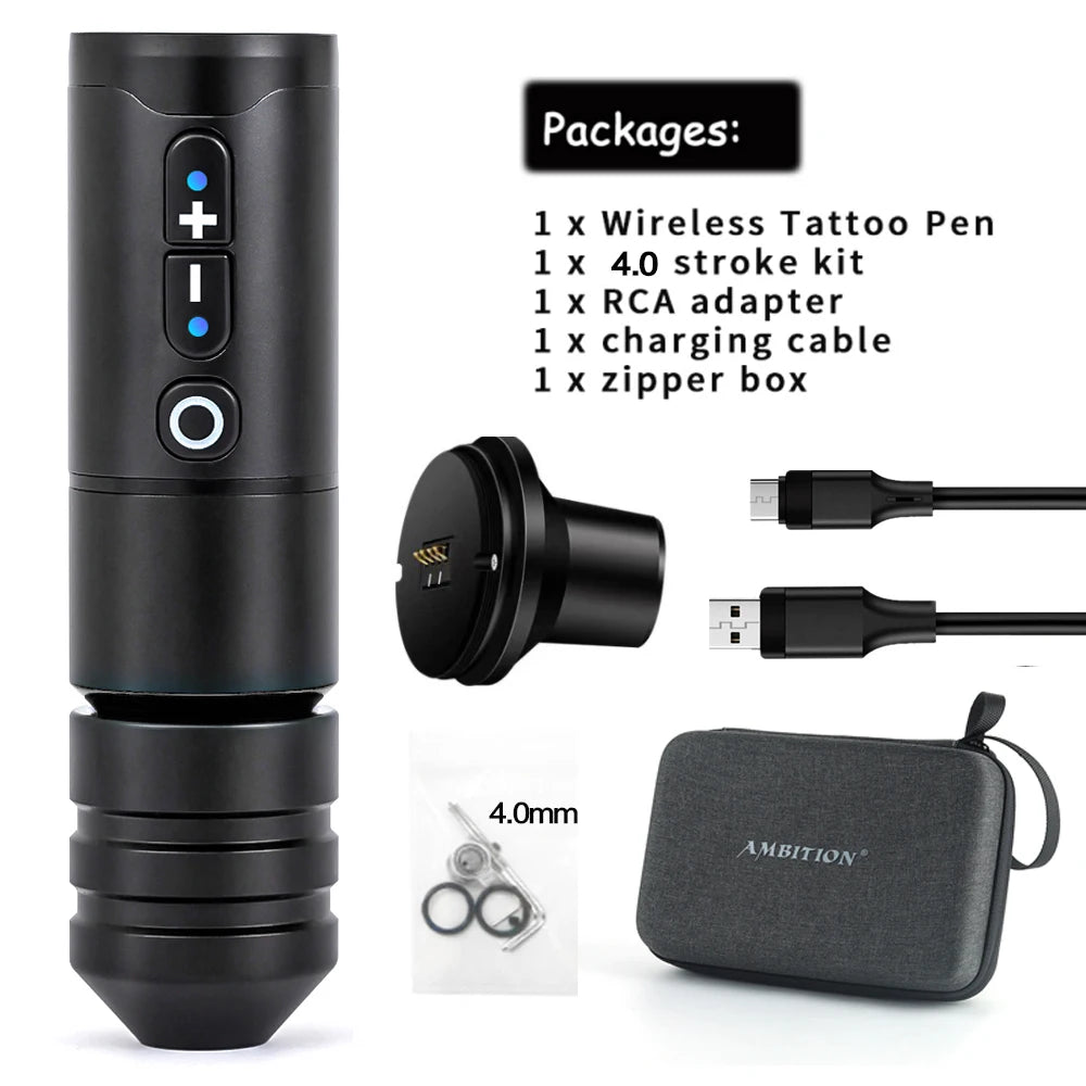 Ambition Ninja Pro Wireless Tattoo Machine – Portable Rotary Pen with 2400mAh Battery & Coreless Motor for Artists