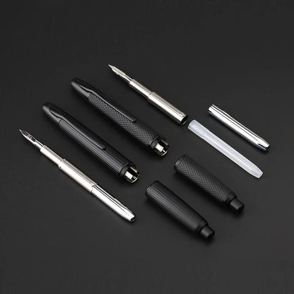 MAJOHN A1 Metal Engraved Fountain Pen: Press Fish Scale Design, Retractable with Clip/No Clip - Office and School Writing Gift