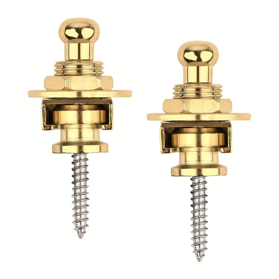 2-Pack Premium Alloy Guitar Strap Locks – Gold & Black, Secure for Acoustic, Electric & Bass Guitars