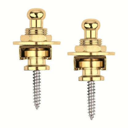 2-Pack Premium Alloy Guitar Strap Locks – Gold & Black, Secure for Acoustic, Electric & Bass Guitars