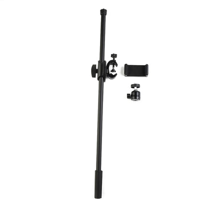 55CM Rotating Microphone Stand - Crossbar Arms with Mic Clip, Phone Holder, Extension Bracket, 3/8 Thread Cross Bar