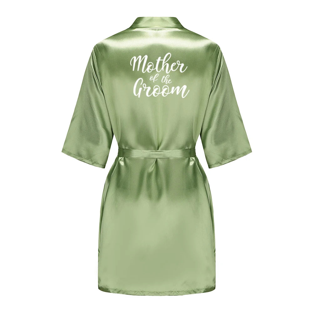 Plus Size Satin Silk Robe for Women - Wedding Bride Bridesmaid Bathrobe Sleepwear in Sage Green