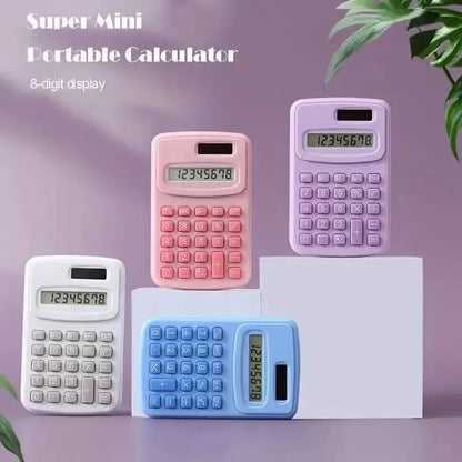 Small Solar Calculator - Portable 8-Digit LCD Electronic Calculator for Home, Office & Primary School Use