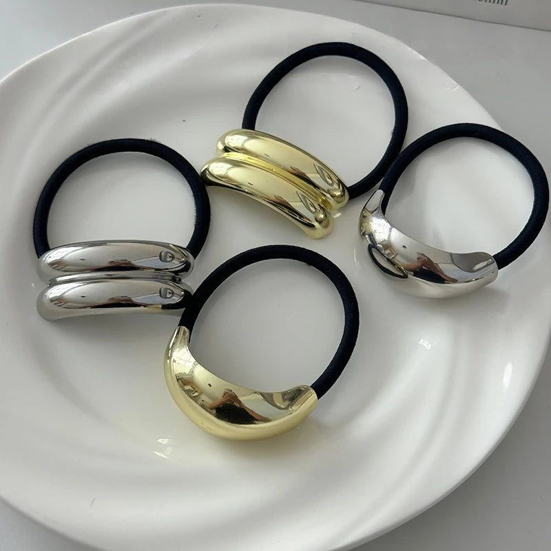 Fashion Punk Geometric Metal Hair Bands – Elastic Scrunchies, Hair Ropes & Headbands for Women & Girls, Hair Accessories Gifts