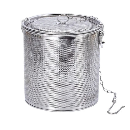 304 Stainless Steel Round Hole Seasoning Bag — Spice, Gravy & Soup Strainer Basket for Brine, Hot Pot, and Slag Separation