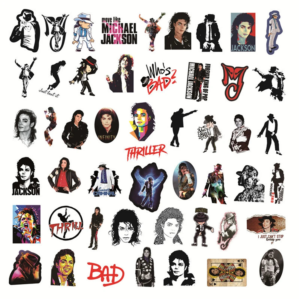 Michael Jackson Rock Star Stickers - 10/30/50pcs Cool Graffiti Vinyl Decals for Skateboards, Laptops, Luggage & Phones
