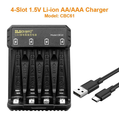 DLGPOWER 1.5V AA/AAA Rechargeable Lithium Batteries with Charger – for Camera, Electric Toy, Remote Control, Game Controller