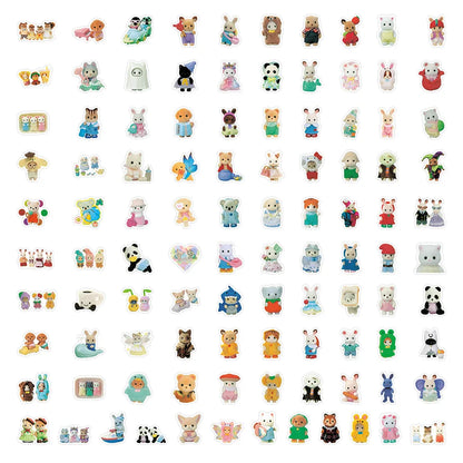 100/200pcs Calico Critters Stickers — Waterproof Cartoon Decals for Laptops, Scrapbooks, Skateboards & Kids’ Decor