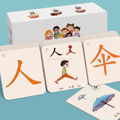 250-Word Picture Learning Cards for Kids – Hanzi, Pinyin & Literacy Enlightenment Flashcards for Kindergarten Education