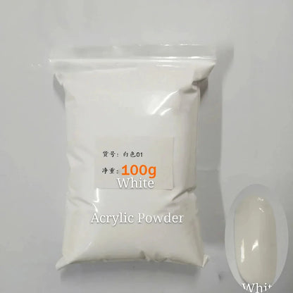 100g Acrylic Nail Powder Set – White, Clear & Pink Solid Dipping Powder for Nail Extension, Carving & Professional Nail Art Pigment