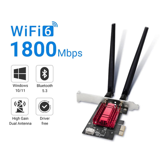 WALRAM WiFi 6 1800Mbps PCI Express Adapter – Dual Band 802.11AX/AC Wireless Network Card with BT 5.4 for Windows 10/11